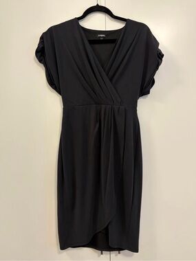 Express Black Wrap-Style Midi Dress